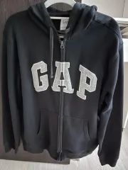 GAP ブラック 弱起毛 フードジップアップ M サイズ