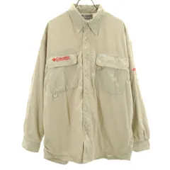 Columbia コロンビア 長袖 ワークシャツ M ベージュ アウトドア メンズ 古着