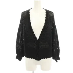 ローズバッド ROSE BUD ニットカーディガン ボレロ F 黒 ブラック 透かし編み Vネック 長袖 ショート丈 /HN