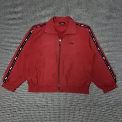 アシックス サイドロゴ ウィンドブレーカー ジャケット レッド (95)