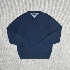 L トミーヒルフィガー コットン Vネック ニット