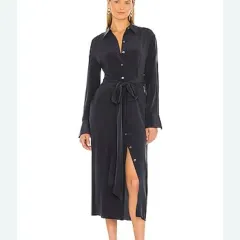 EQUIPMENT シルク ワンピース 黒 XS -修理必要