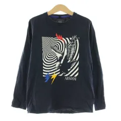 アルマーニ ジュニア ARMANI Jr Tシャツ カットソー 長袖 クルーネック 鳥柄 プリント 男の子 130cm 紺 ネイビー /KU