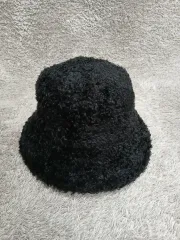 黒 ボア バケットハット 帽子