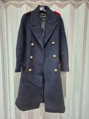 ネイビー ゴールド ダブル ロングコート