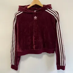 XS adidas アディダス ツアーベルベット クロップド WHO パーカー バーガンディ
