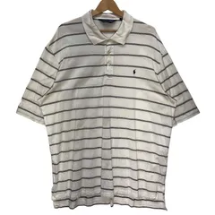 90's vintage 90年代ヴィンテージ POLO GOLF RALPH LAUREN ポロゴルフラルフローレン ボーダー 半袖 ポロシャツ ポニー刺繍 ワンポイント刺繡 オーバーサイズ ビッグシルエット PERU製 XLサイズ ホワイト ブラック