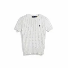 ポロラルフローレン ケーブル半袖ニット 白 M