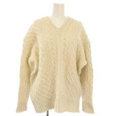 ミラオーウェン Mila Owen wool blend ニット セーター 長袖 Vネック ケーブル編み 0 白 /TK