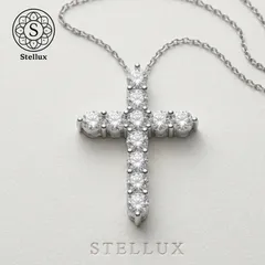 【最旬トレンド】モアサナイト クロス×シルバー925ネックレス／ユニセックス／メンズ・レディース◎／ブリンブリン／プレゼント・ギフトにも／プラチナコーティング／トラベルジュエリー