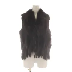 ギルドプライム GUILD PRIME ファーベスト ラビット タヌキ タグ付き F 黒 ブラック Vネック フリンジヘム /AU