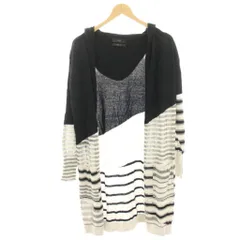 ディーゼル DIESEL ニットカーディガン XXS 黒 ブラック 白 ホワイト ボーダー フード 長袖 ロング /HN