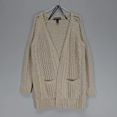 FOREVER 21 フォーエバー トゥエンティーワン レディース 100 ロングセーターカーディガン 春 秋 アイボリー 64358