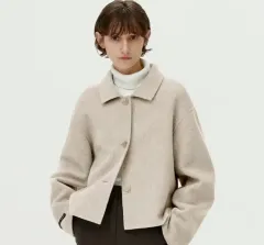 몽돌 ハンドメイド ウール クロップド コート オートミールベージュ レディース 低身長コート ably ZIGZAG