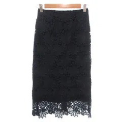 N.Natural Beauty Basic N.ナチュラルビューティーベーシック 美品 20AW タイトスカート ひざ丈 M 紺 ネイビー 花柄レース スカラップヘム  /NL