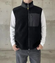 羊毛ボアフリースベスト フリースベスト メンズ
