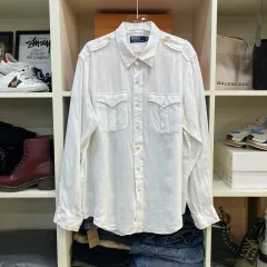 ポロ アメリカン カジュアル 白 リネン シャツ XXL