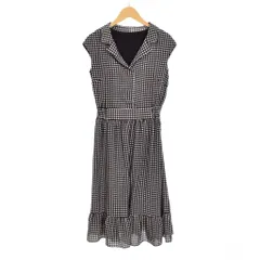 プロポーション ボディドレッシング PROPORTION BODY DRESSING ワンピース ノースリーブ ひざ丈 フレア チェック 1 黒 ブラック 白 ホワイト ■FF