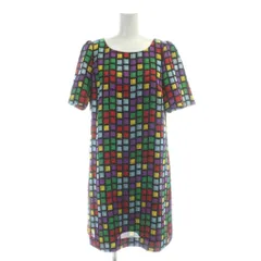 マリークワント MARY QUANT LONDON ワンピース チェック柄 半袖 ラウンドネック M マルチカラー /AP