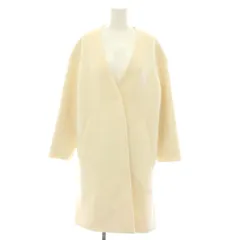 ナチュラルビューティーベーシック NATURAL BEAUTY BASIC ノーカラーコート アウター サイドスリット ウール M オフホワイト 017-8252005 /YT