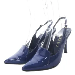 ダイアナ DIANA パンプス ピンヒール ポインテッドトゥ スリングバック エナメルレザー 21.5cm ネイビー /YO22