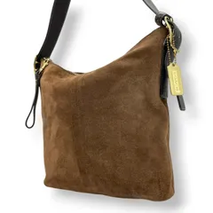 美品 コーチ COACH スエード レザー ショルダーバッグ 9327 本革 ブラウン 茶色 斜め掛け クロスボディ ホーボー ワンショルダー ゴールド金具 ベルトデザイン レディース 鞄 カバン カジュアル 秋冬 ビンテージ s11