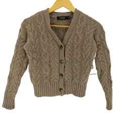 ローレンラルフローレン LAUREN RALPH LAUREN ポニー無 カシミヤ混 ウール ケーブル編み Vネック カーディガン レディース import：S 