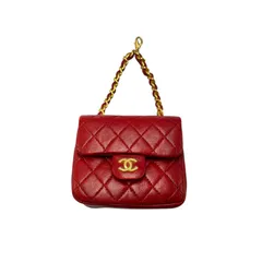 シャネル CHANEL ポーチ ミニミニ マトラッセ ラムスキン レッド レディース