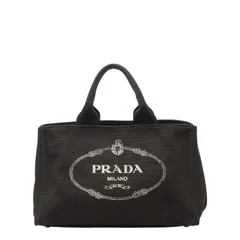 プラダ 三角ロゴプレート カナパM 1BG642 ブラック キャンバス レディース PRADA【228-62378】