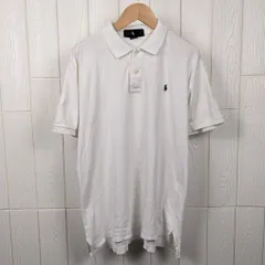 ポロラルフローレン　半袖ポロシャツ　ホワイト　鹿の子 ポニー刺繍　L相当