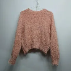 ピンク色ファー クロップド ニット セーター 95サイズ 冬 510067