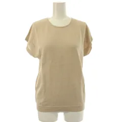 セオリーリュクス theory luxe ニット セーター 麻 リネン 38 ベージュ フレンチスリーブ ラウンドネック 無地 /JP