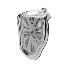 ダリ の 柔らかい 時計 インテリア 置き時計 90度 曲がった アートクロック おしゃれ アイデアグッズ シルバー　美品　おすすめ