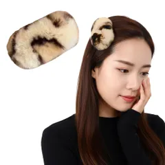 女性 大人 ヘアアクセサリー 女の子 ギフト ブラウン 髪飾り ヒョウ柄ビッグヘアピン 横11cm×縦6.5cm ふわふわファー