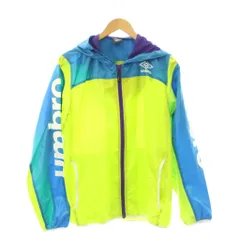 アンブロ UMBRO ジャケット 上着 M 青 黄緑 長袖 フード付き 切り替えデザイン /JP