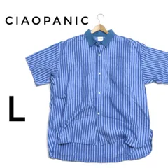 【CIAOPANIC】　チャオパニック　半袖　夏　L ブルー　ストライプ　シャツ　メンズ