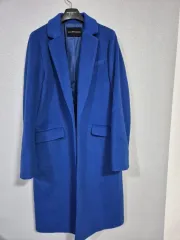 VISITINNEWYORK ブルー ウール混 ロングコート 55 66