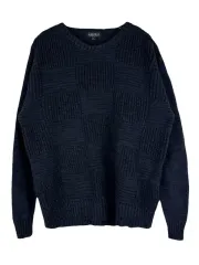 L NEEDRIC コットン100% ボックスパータン ラウンドネック ニット