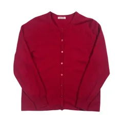 カシミヤ100% NONA ノナ クルーネック ニット カーディガン XL /レッド系 レディース