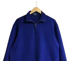 ポロ ラルフローレン コットン コバルトブルー ハーフジップ