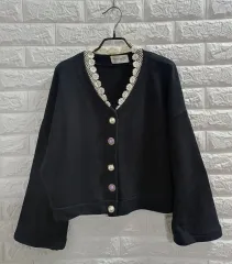 裏毛コットン ブラックカーディガン