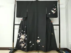 平和屋着物●松田聖子　SEIKOMATSUDA　訪問着　草花文　蛍暈し　黒地　正絹　逸品　CABE2126yc
