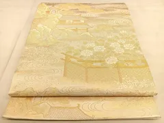 平和屋着物●本場筑前博多織　丸帯　格子　金銀糸　正絹　逸品　DABD0116op 平和屋本店□極上 夏物 1897年創業 名門岡野 本場筑前博多織 千年工房