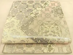 平和屋着物◎六通柄袋帯　切嵌花鳥文　銀糸　正絹　逸品　BAAW8040qwのサムネイル
