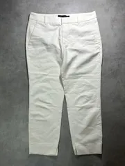 【訳あり】ZARA WOMAN ザラ テーパード クロップドパンツ ホワイト 白 M相当 ストレッチ アンクル丈 股下58 美シルエット センタープレス オフィスカジュアル きれいめ 普段着 作業用 漂白用 春夏秋 レディース ボトムス 定番 人気モデル