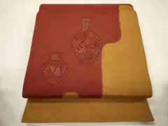 平和屋着物▼中国三大刺繍　スワトウ刺繍　太鼓柄袋帯　紬地　陶器文　正絹　逸品　CABE1352ak