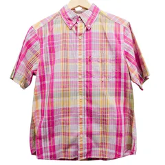 Levi's Red Tab リーバイス チェック半袖ボタンダウンシャツ サイズL  ピンク コットン100% 中国製 アメカジ 古着