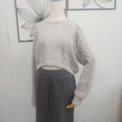 ZARA ザラ ケーブル クロップド ニット アイボリー free