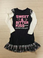 (日本) 黒 チェック ワンピース レイヤード 130