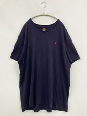 Polo Ralph Lauren ポロラルフローレン Tシャツ/カットソー XL ネイビー 無地 ワンポイント ブランドロゴ ミドル丈 半袖 Vネック